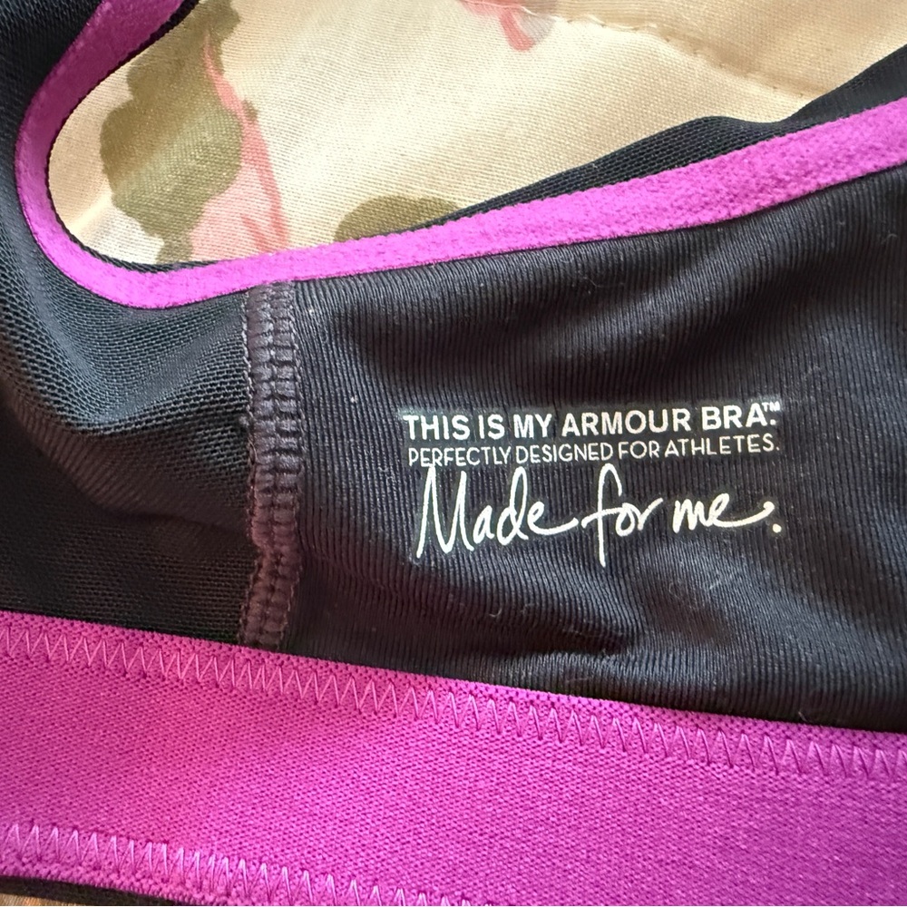 Under Armour Gray and Purple Sports Bra with Supportive Straps - Picture 8 of 10